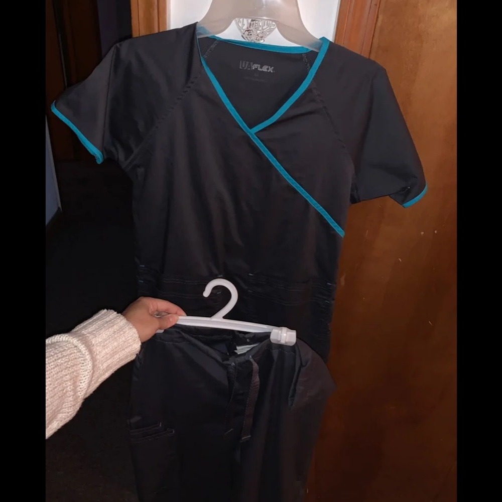 Grey and light blue Scrub Set